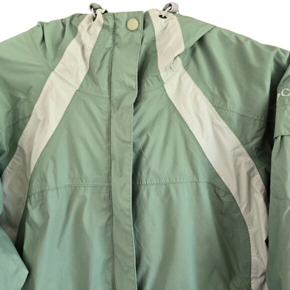 Columbia Womens XL Green Outdoor Hooded Rain Jacket Zip Front - Picture 6 of 16